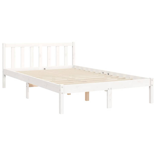 vidaXL Bedframe met hoofdbord massief hout wit