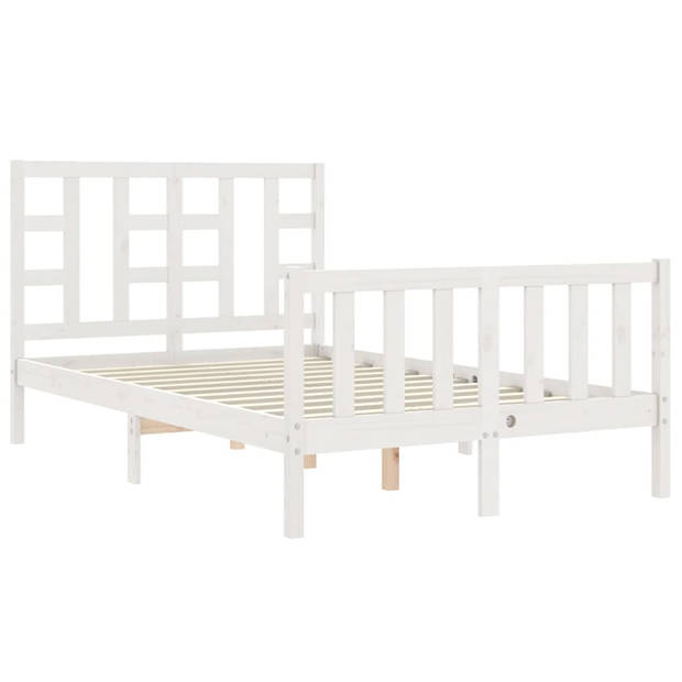 vidaXL Bedframe met hoofdbord massief hout wit