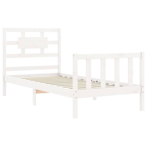 vidaXL Bedframe met hoofdbord massief hout wit