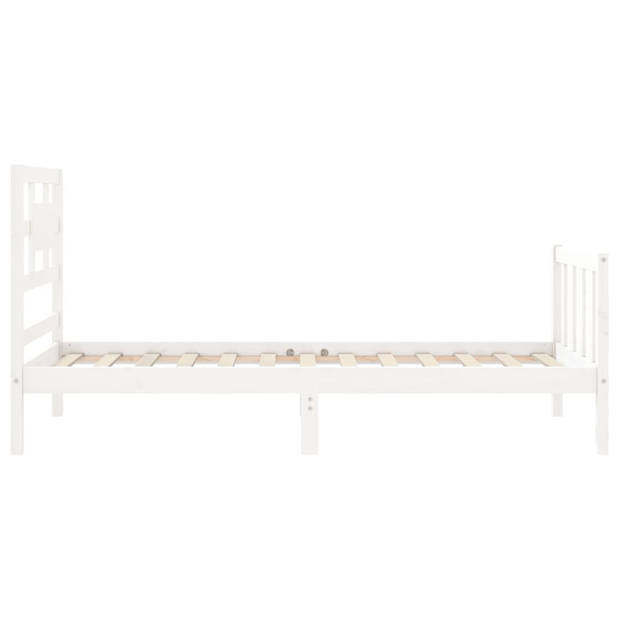 vidaXL Bedframe met hoofdbord massief hout wit