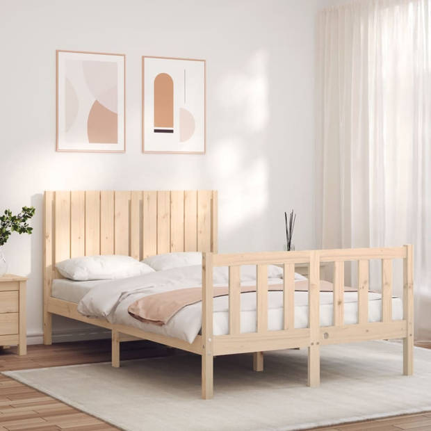 vidaXL Bedframe met hoofdbord massief hout 120x200 cm