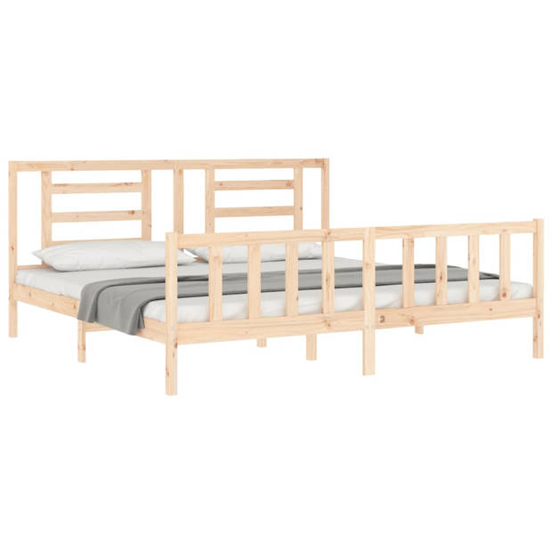 vidaXL Bedframe met hoofdbord massief hout 200x200 cm