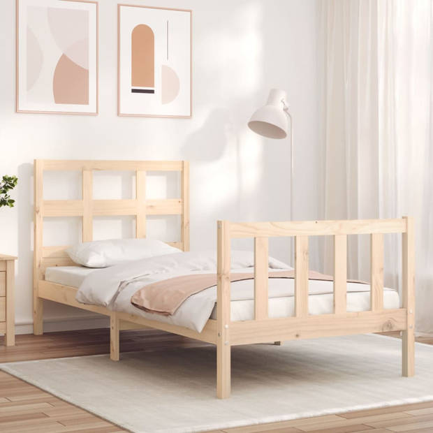 vidaXL Bedframe met hoofdbord massief hout