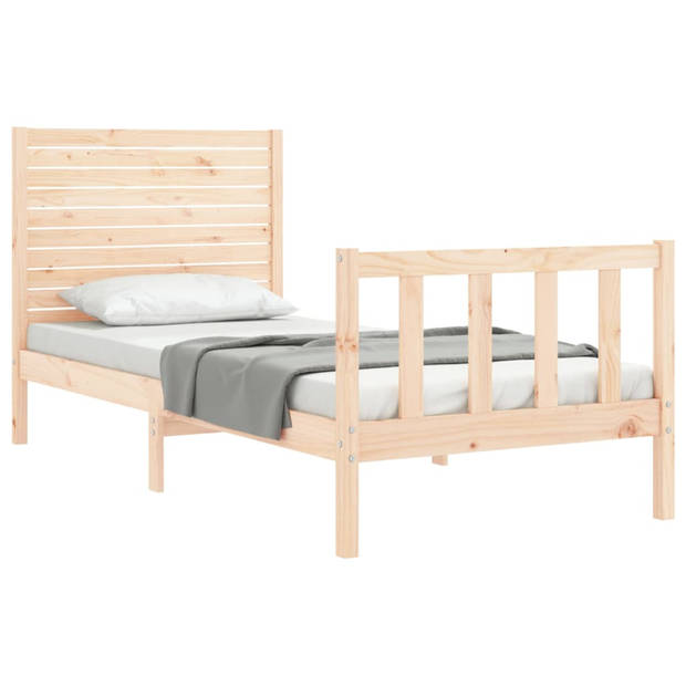 vidaXL Bedframe met hoofdbord massief hout 90x200 cm