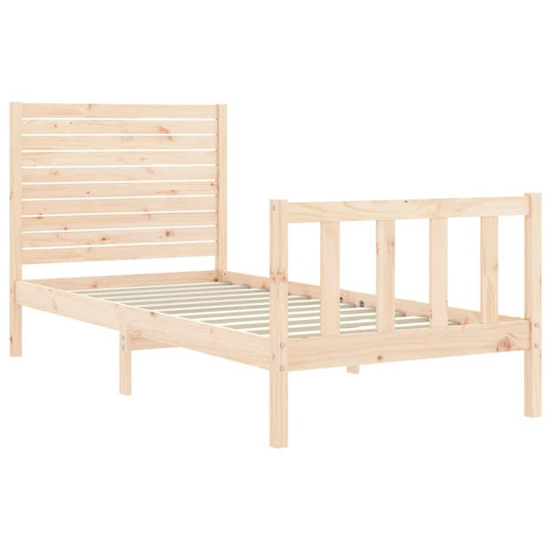 vidaXL Bedframe met hoofdbord massief hout 90x200 cm