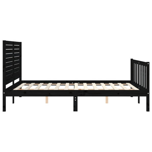 vidaXL Bedframe met hoofdbord massief hout zwart