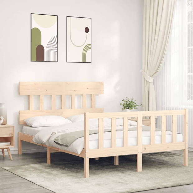 vidaXL Bedframe met hoofdbord massief hout