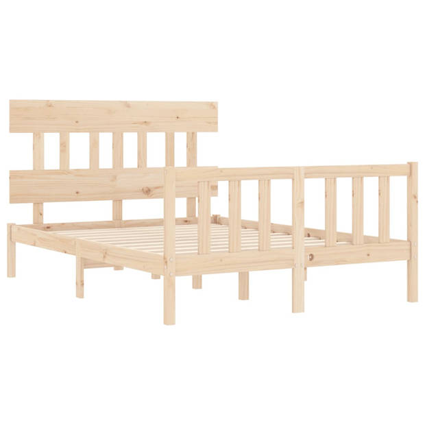 vidaXL Bedframe met hoofdbord massief hout