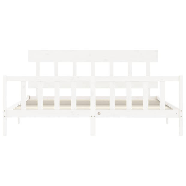 vidaXL Bedframe met hoofdbord massief hout wit