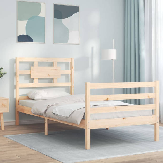 vidaXL Bedframe met hoofdbord massief hout