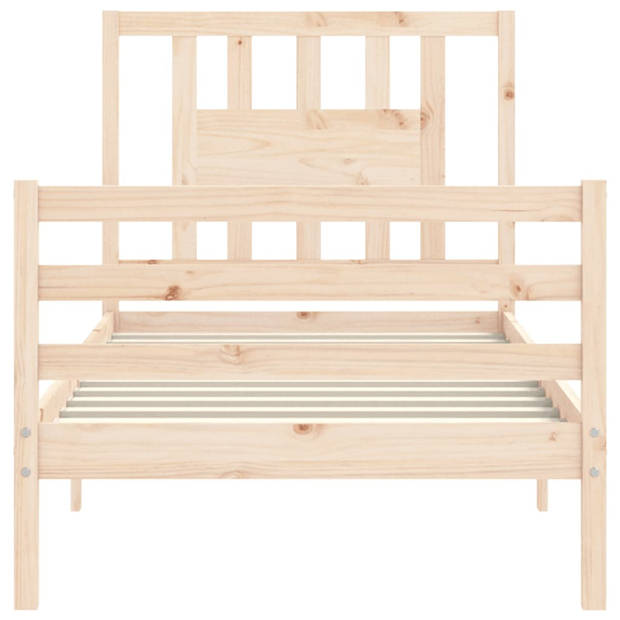 vidaXL Bedframe met hoofdbord massief hout 90x200 cm