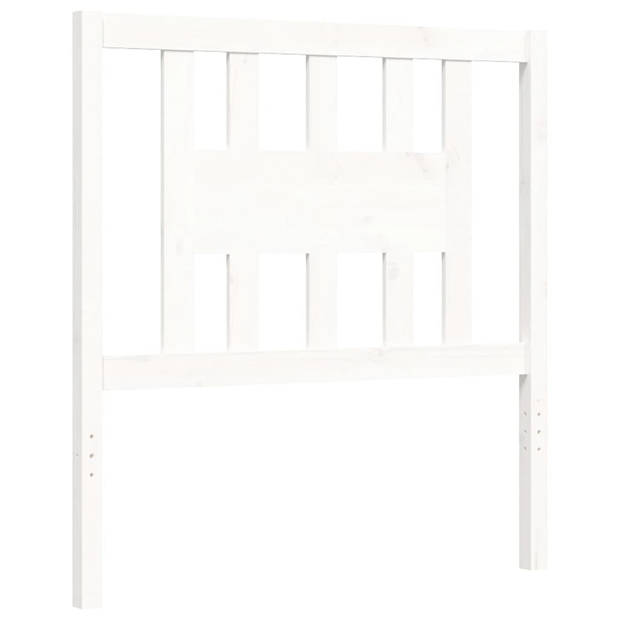 vidaXL Bedframe met hoofdbord massief hout wit