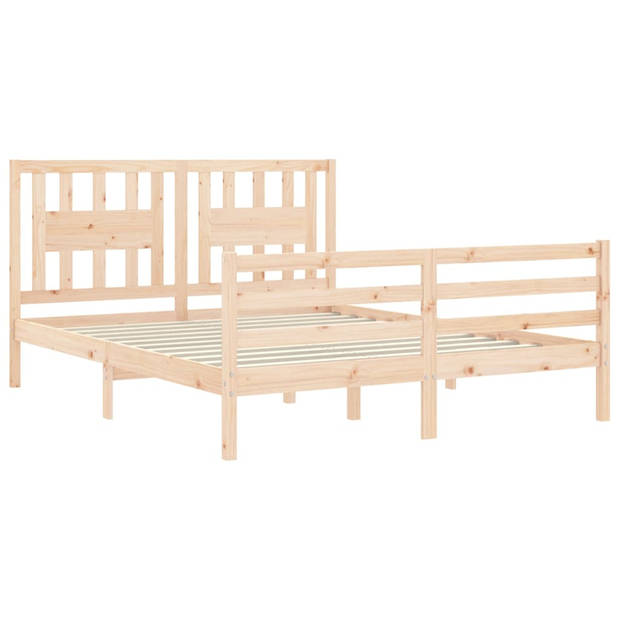 vidaXL Bedframe met hoofdbord massief hout