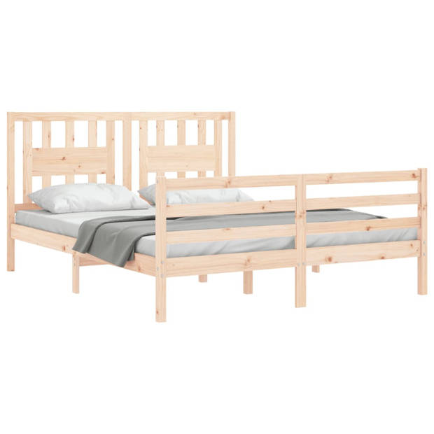 vidaXL Bedframe met hoofdbord massief hout