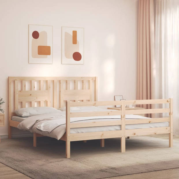 vidaXL Bedframe met hoofdbord massief hout