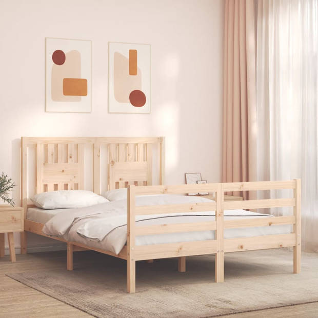 vidaXL Bedframe met hoofdbord massief hout