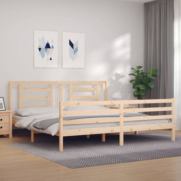 vidaXL Bedframe met hoofdbord massief hout 200x200 cm