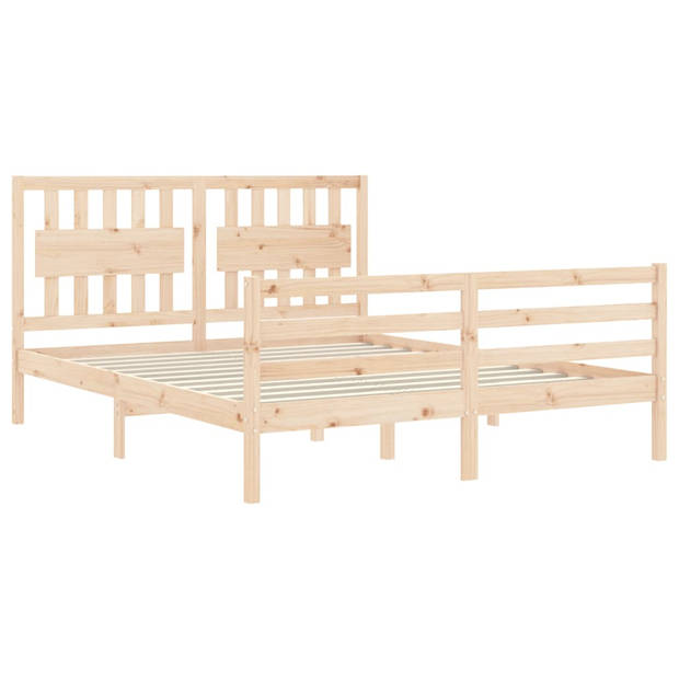 vidaXL Bedframe met hoofdbord massief hout