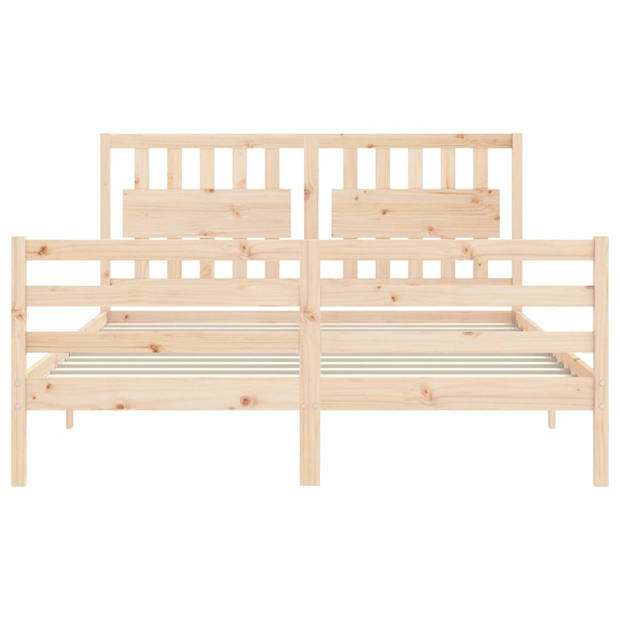 vidaXL Bedframe met hoofdbord massief hout 160x200 cm