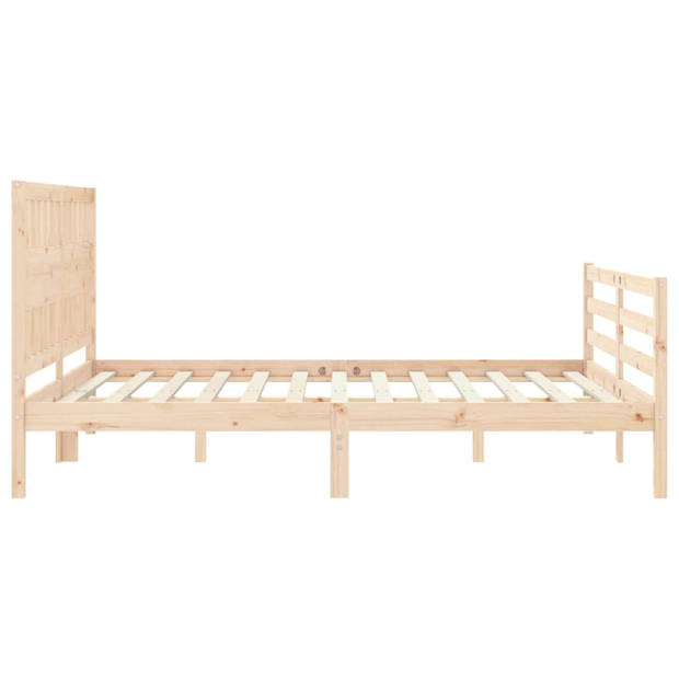 vidaXL Bedframe met hoofdbord massief hout 160x200 cm