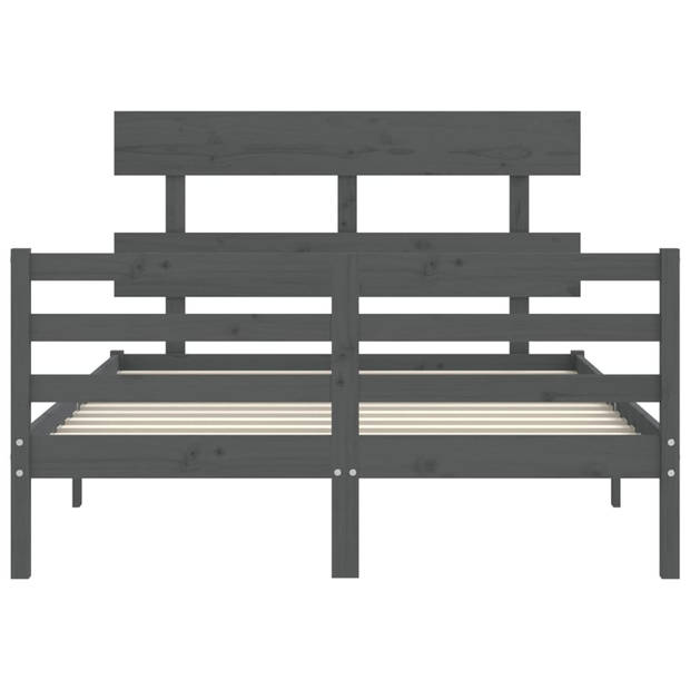 vidaXL Bedframe met hoofdbord massief hout grijs