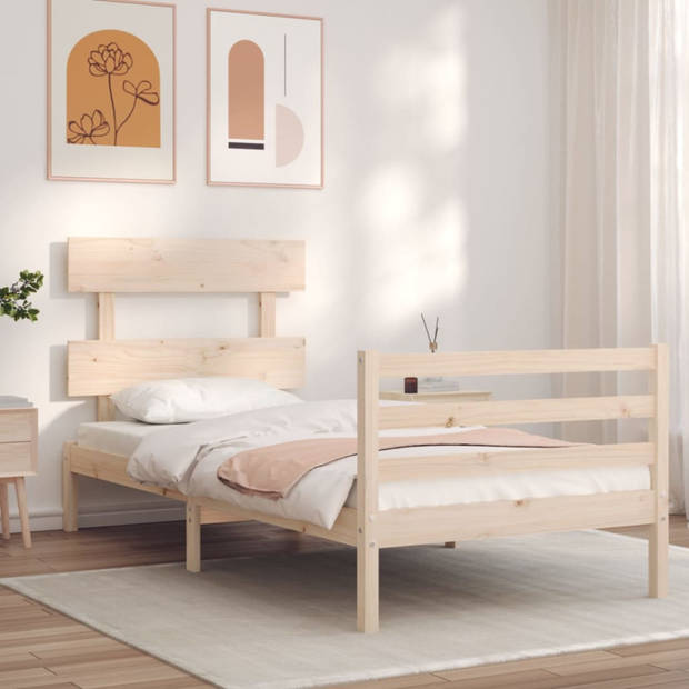 vidaXL Bedframe met hoofdbord massief hout