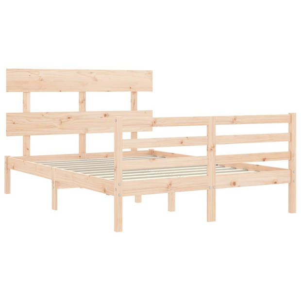 vidaXL Bedframe met hoofdbord massief hout