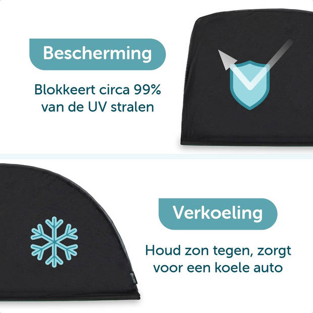 ForDig Zonnescherm Auto (2 stuks) - Zonwering UV Protectie voor Auto Zijruit – Zonwering Auto – Zonder zuignappen – Over