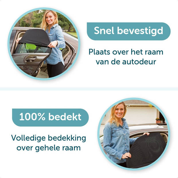 ForDig Zonnescherm Auto (2 stuks) - Zonwering UV Protectie voor Auto Zijruit – Zonwering Auto – Zonder zuignappen – Over