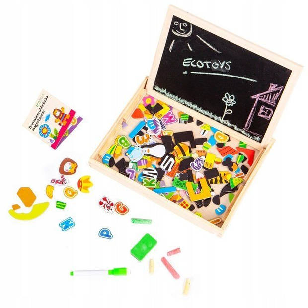 Ecotoys 2 in 1 dubbelzijdig magnetisch speelbord - 176 delig met accessoires