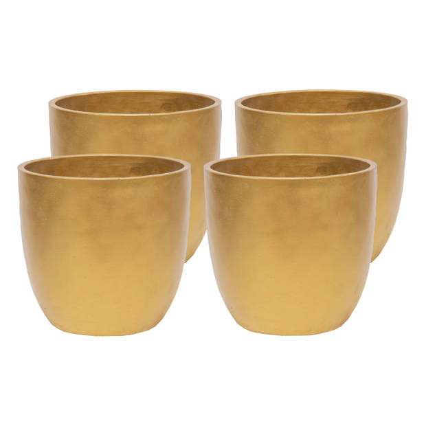 Mega Collections Plantenpot - 4x - keramiek - goud - D11 cm - Plantenpotten