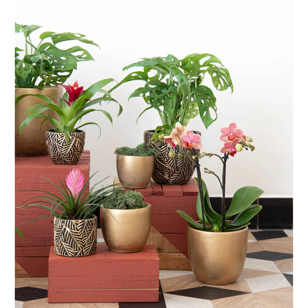 Mega Collections Plantenpot - keramiek - goud - D18 cm - Plantenpotten