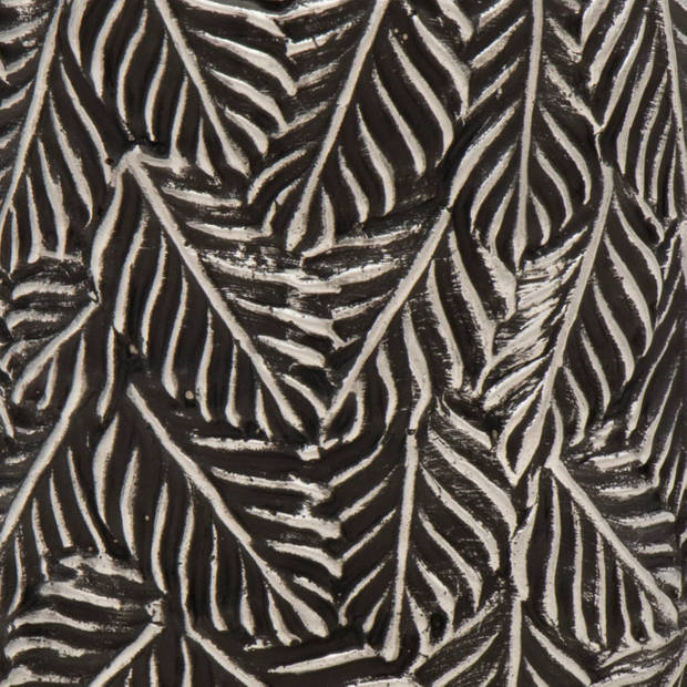Mega Collections Plantenpot - keramiek - antraciet grijs/zilver - D18 cm - Plantenpotten