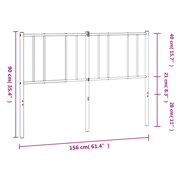 vidaXL Hoofdbord 150 cm metaal wit