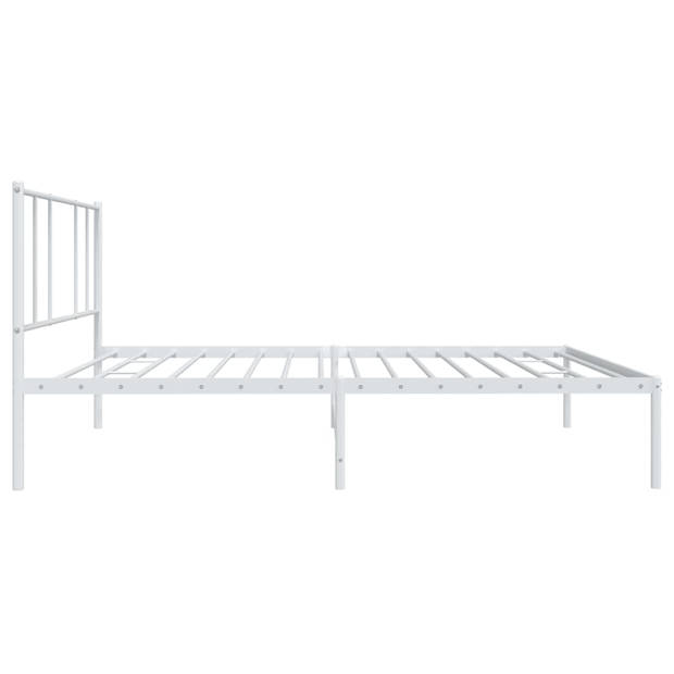 vidaXL Bedframe met hoofdbord metaal wit 100x200 cm