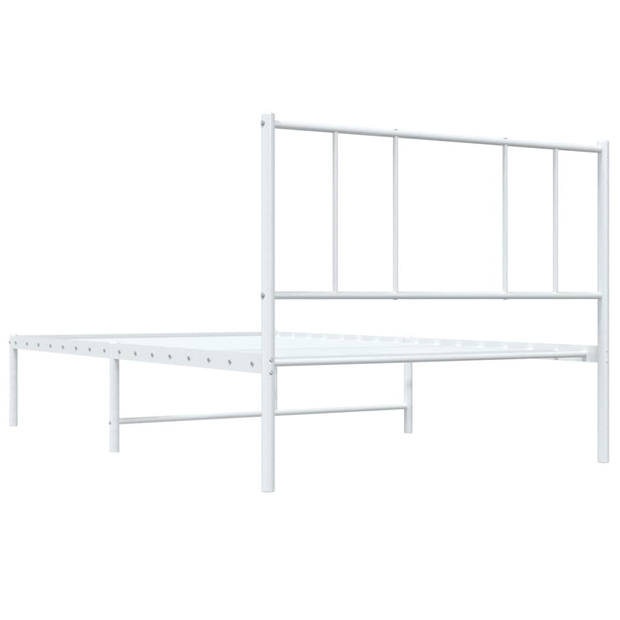 vidaXL Bedframe met hoofdbord metaal wit 100x200 cm