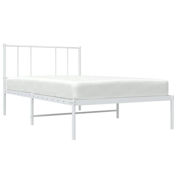 vidaXL Bedframe met hoofdbord metaal wit 100x200 cm