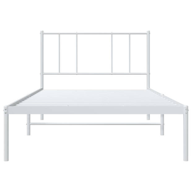 vidaXL Bedframe met hoofdbord metaal wit 100x200 cm