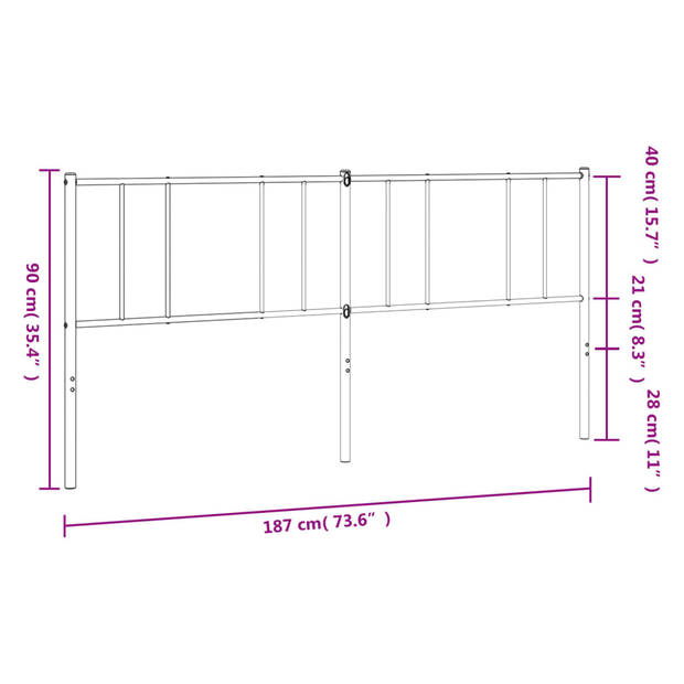 vidaXL Hoofdbord 180 cm metaal zwart