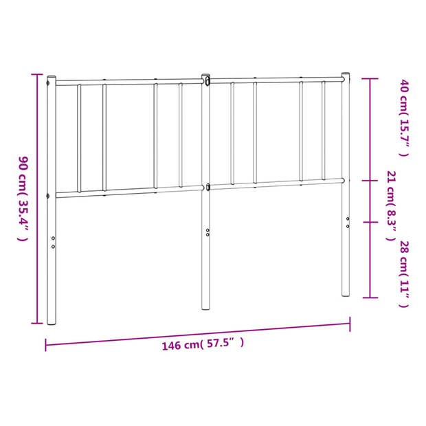 vidaXL Hoofdbord metaal wit 140 cm