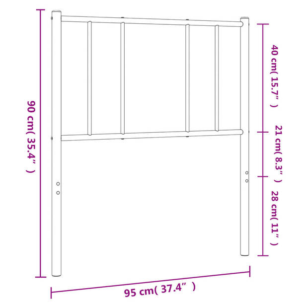 vidaXL Hoofdbord 90 cm metaal wit