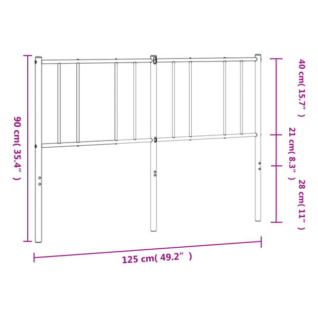 vidaXL Hoofdbord metaal wit 120 cm