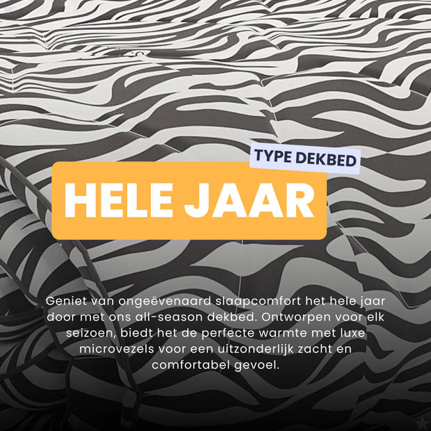 HappyBed Zebra 140x200 - Wasbaar dekbed zonder overtrek - Bedrukt dekbed zonder hoes