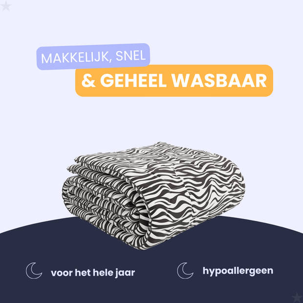 HappyBed Zebra 140x200 - Wasbaar dekbed zonder overtrek - Bedrukt dekbed zonder hoes