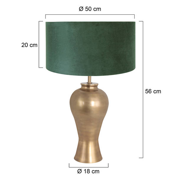 Steinhauer Brass tafellamp groen metaal 62 cm hoog