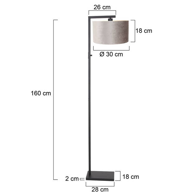 Steinhauer Stang vloerlamp grijs metaal 160 cm hoog
