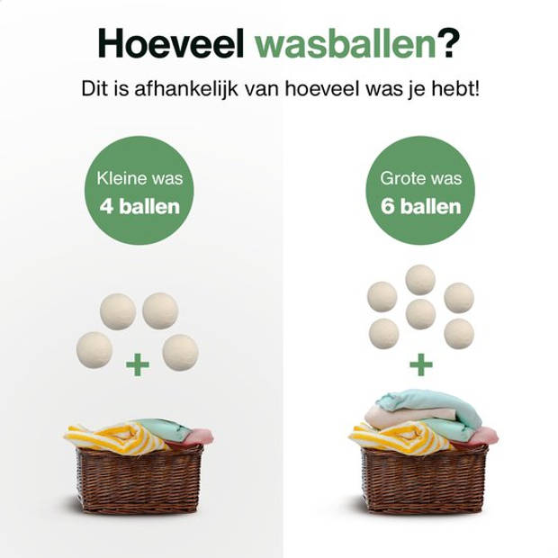 2BEHOME® 6XL Drogerballen Voor Wasdrogers - Gemaakt van 100% Nieuw-Zeelandse Schapen Wol - Wasdrogerballen - Wit