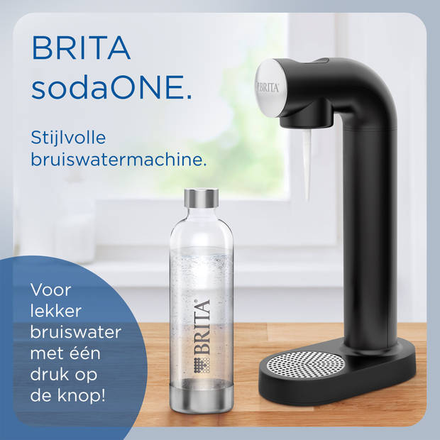 Brita SodaONE Bruiswatertoestel Zwart - met 1 CO2-cilinder en 1 Soda fles