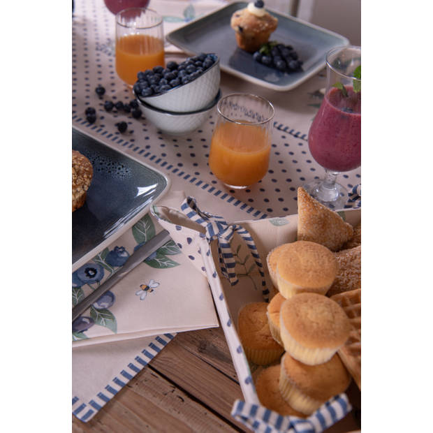 HAES DECO - Set van 6 Placemats - 48x33 cm - 100% Katoen - Blueberry Fields