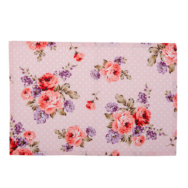 HAES DECO - Set van 6 Placemats - 48x33 cm - 100% Katoen - Dotty Rose